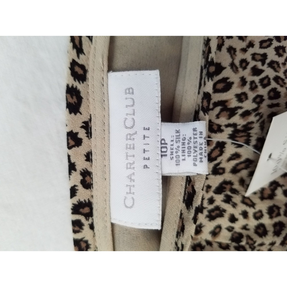 NWT Charter Club Brown Tan Leopard prints 100% silk Women's Skirt Size 10P - Picture 7 of 10